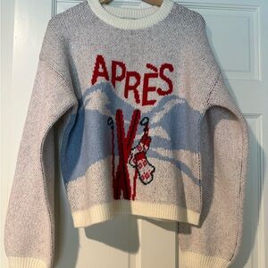a new day Après Knit Sweater - Red and Cream